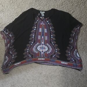 Cost Plus World Market Black and Red Patterned Tunic